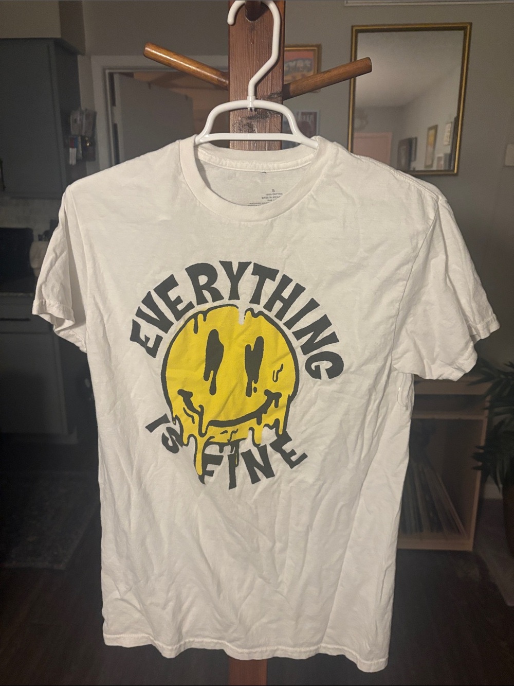 Everything Is Fine Graphic Tee - White & Yellow Men’s Shirt